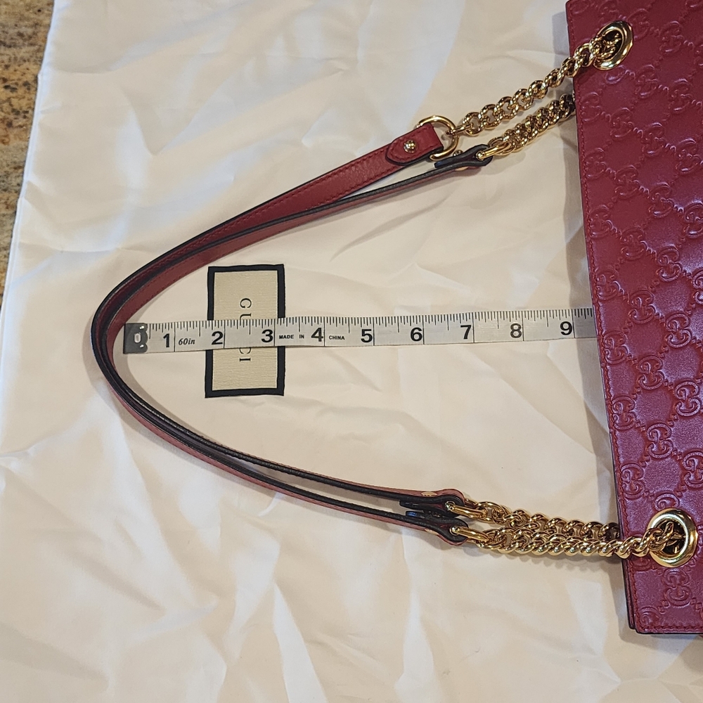 Gucci Red Leather GG Guccissima Calf Leather Bag 453771 Duster Mint Condition - Picture 8 of 16